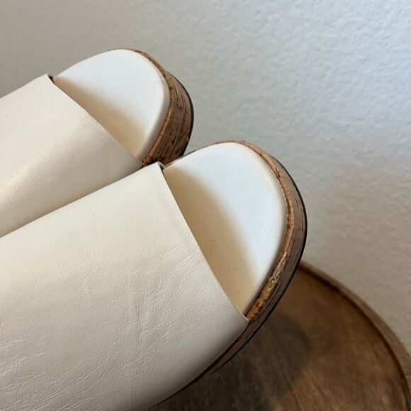 Seychelles Ivory Cork One Of A Kind Block Heel Slide Sandals Women's Size 9 - Picture 6 of 9